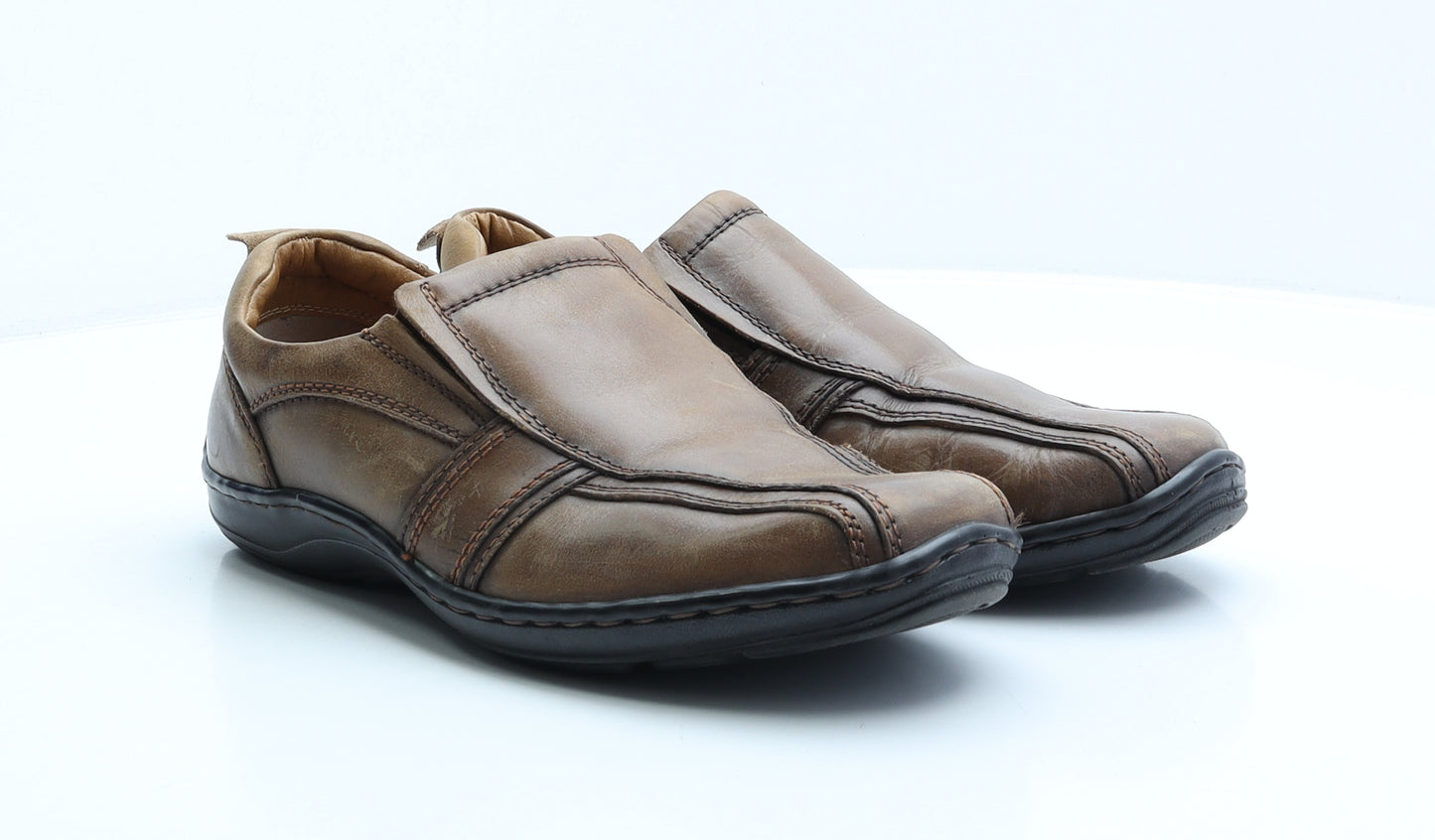 Pavers Mens Brown Leather Loafer Casual UK 10.5 44