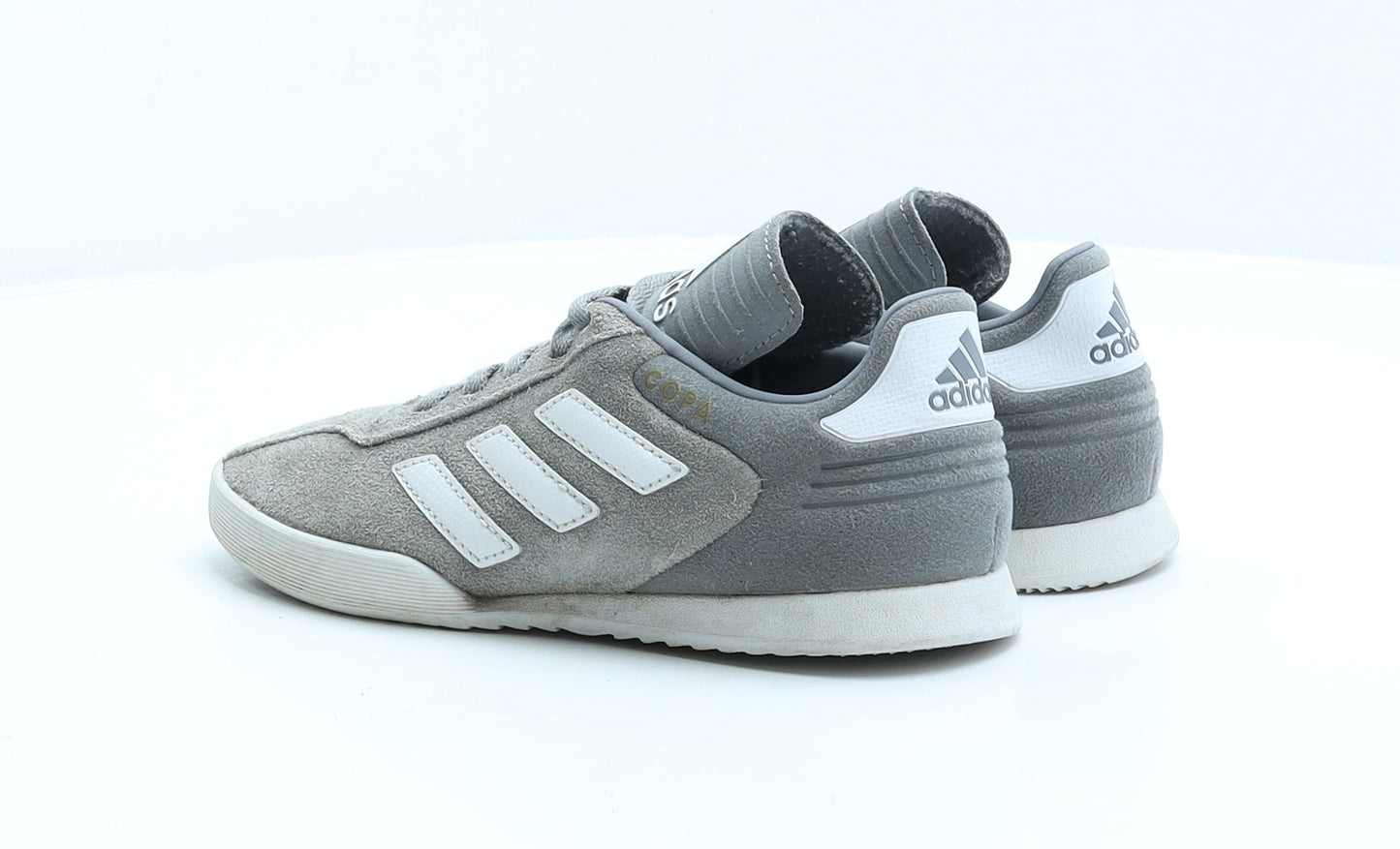adidas Boys Grey Striped Suede Trainer UK 2 34 US 2.5