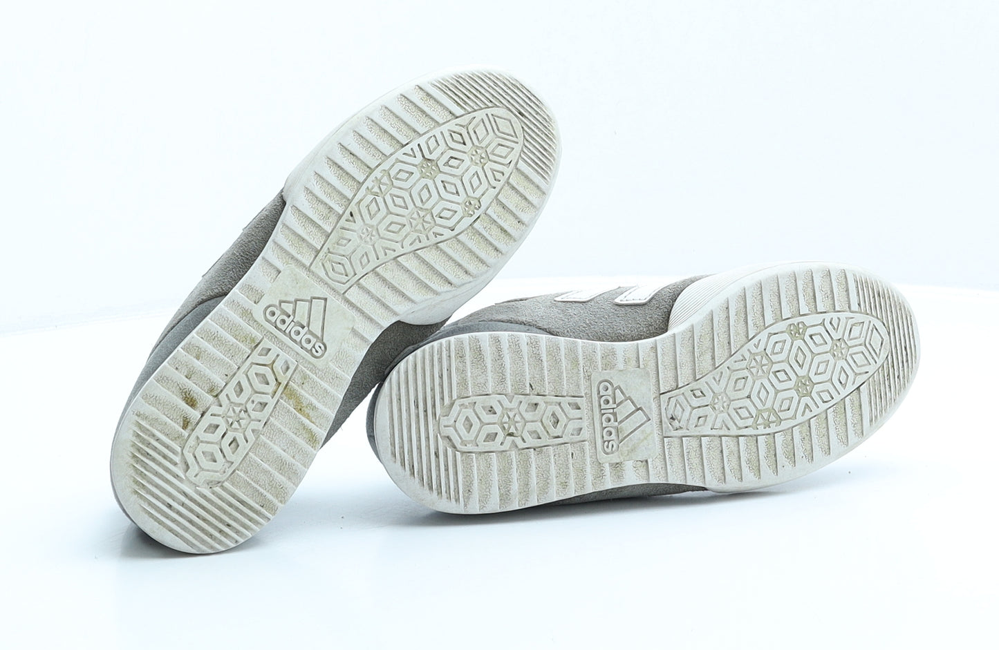 adidas Boys Grey Striped Suede Trainer UK 2 34 US 2.5