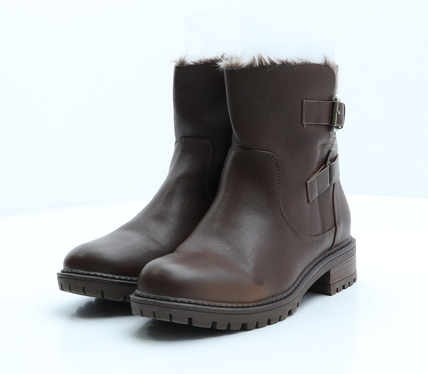 Dorothy Perkins Womens Brown Leather Biker Boot UK 4
