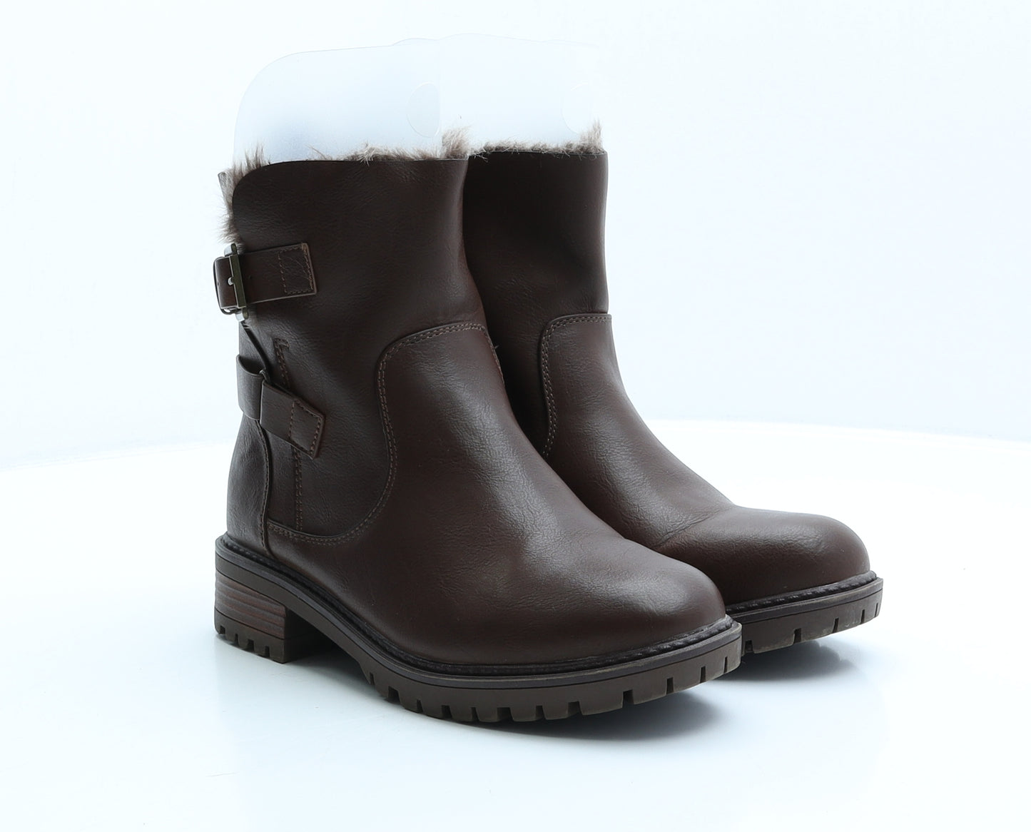 Dorothy Perkins Womens Brown Leather Biker Boot UK 4