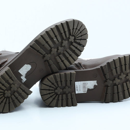 Dorothy Perkins Womens Brown Leather Biker Boot UK 4