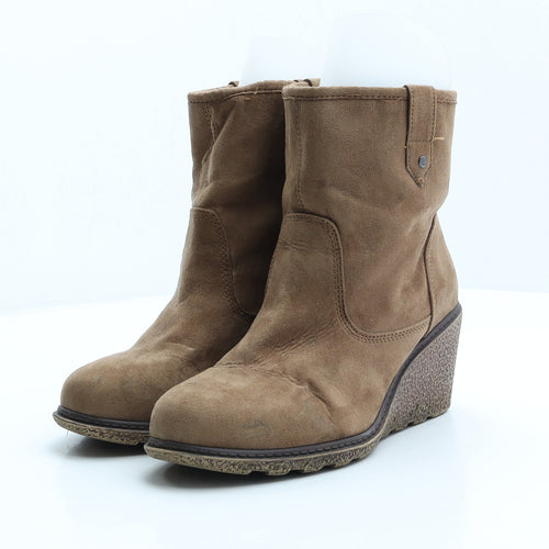 F&F Womens Brown Suede Shearling Style Boot UK 5