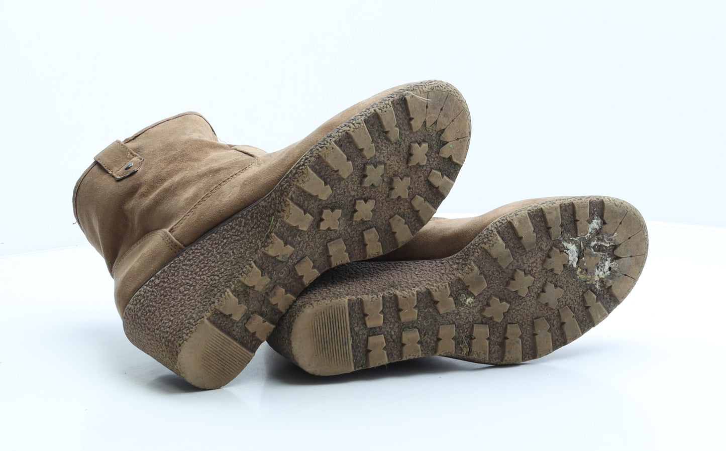 F&F Womens Brown Suede Shearling Style Boot UK 5