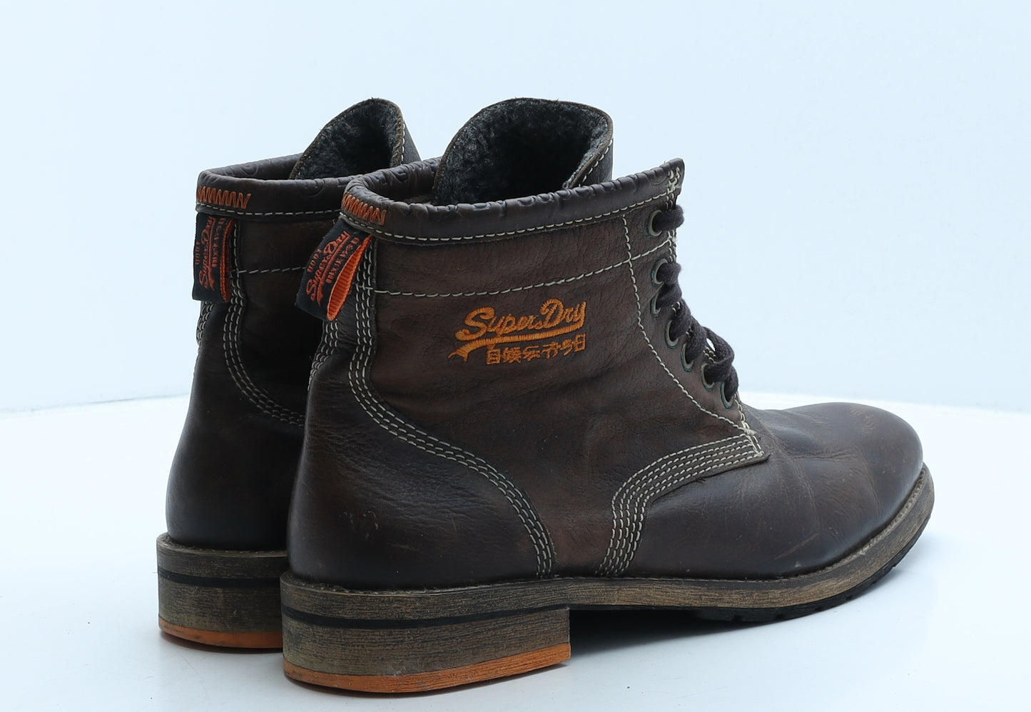 Superdry Womens Brown Leather Biker Boot UK 10 44