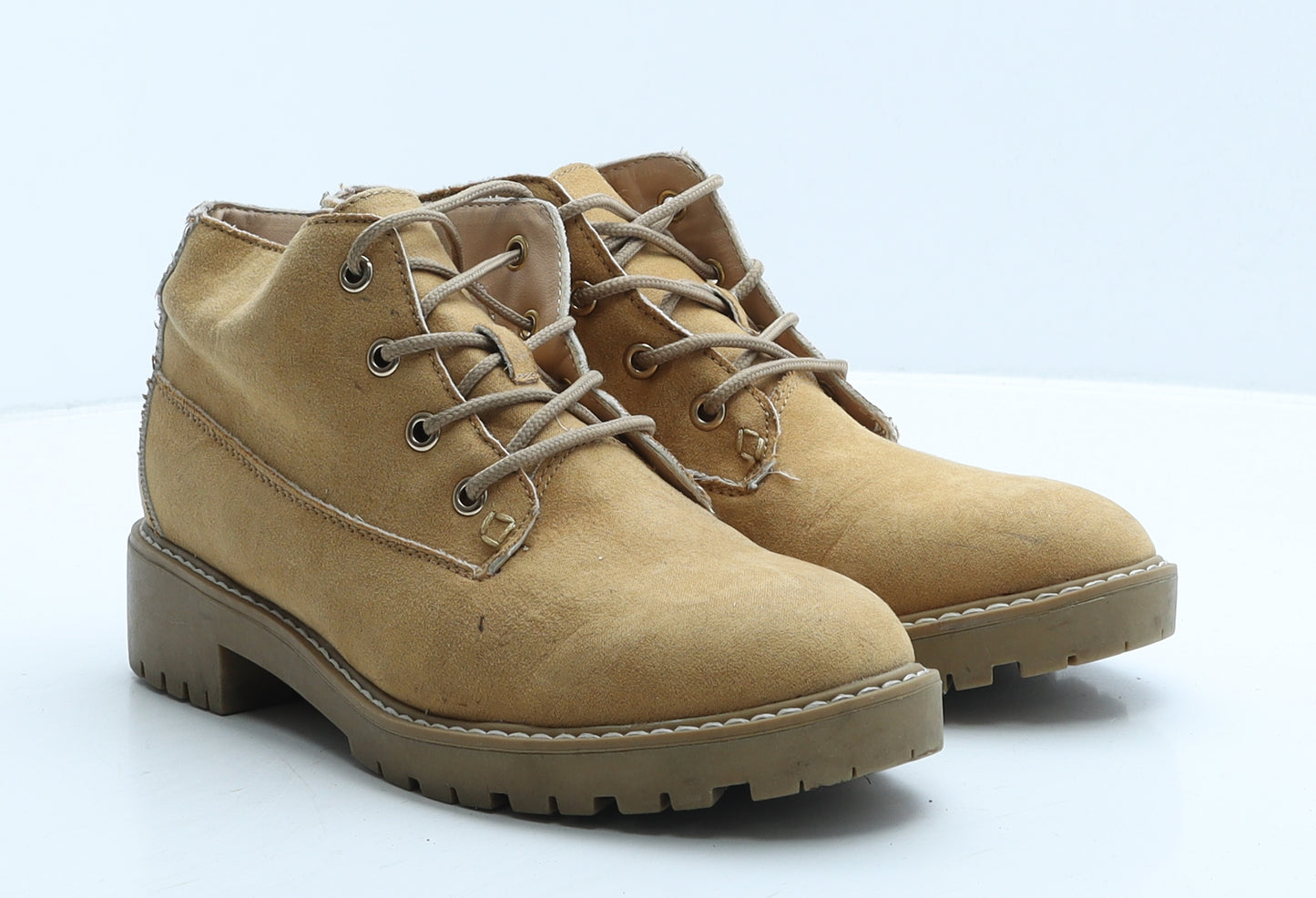 George Womens Beige Suede Combat Boot UK 6 39
