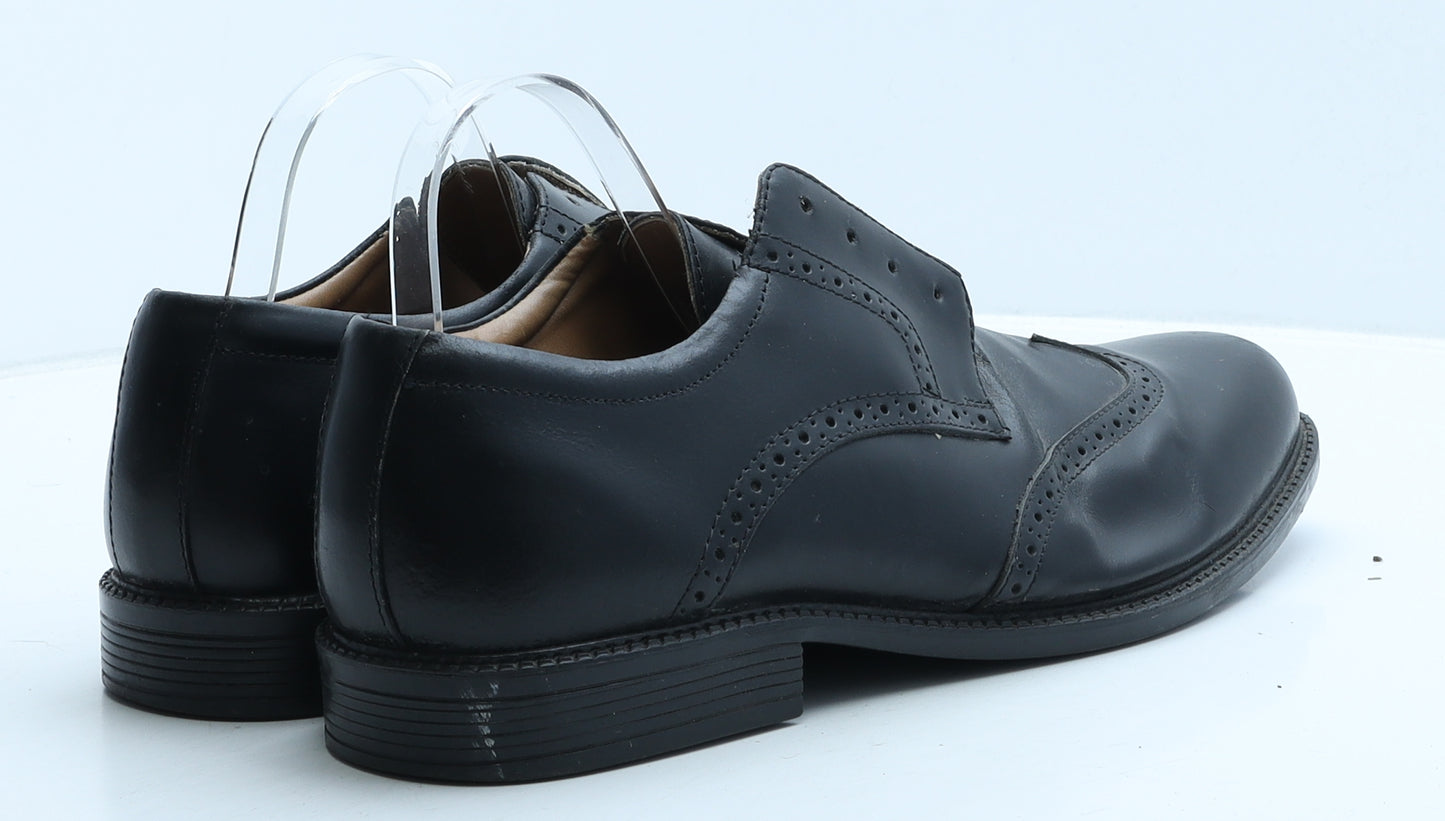 Oaktrak Mens Black Leather Brogue Dress UK 12