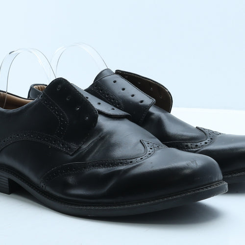 Oaktrak Mens Black Leather Brogue Dress UK 12