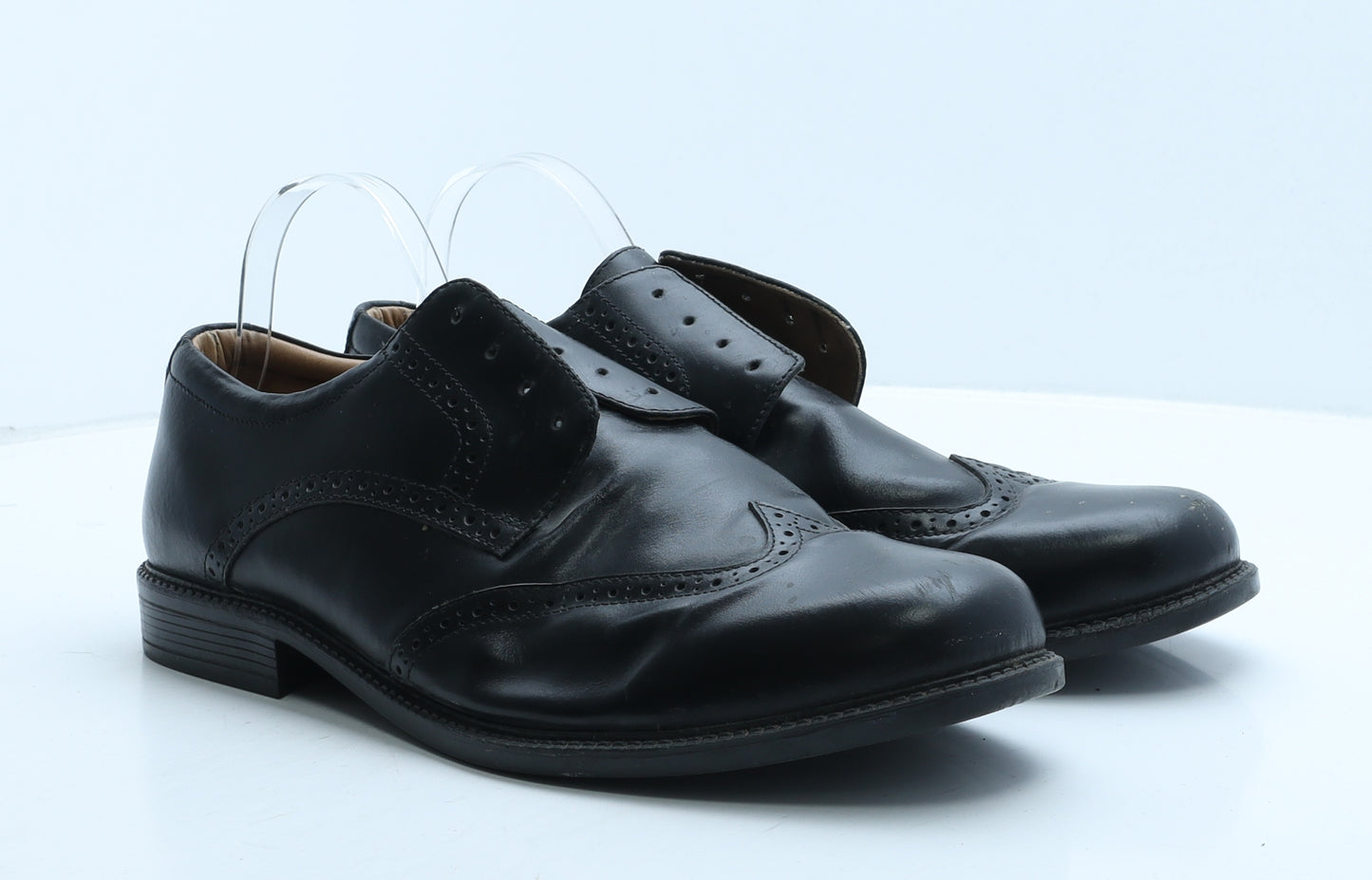 Oaktrak Mens Black Leather Brogue Dress UK 12