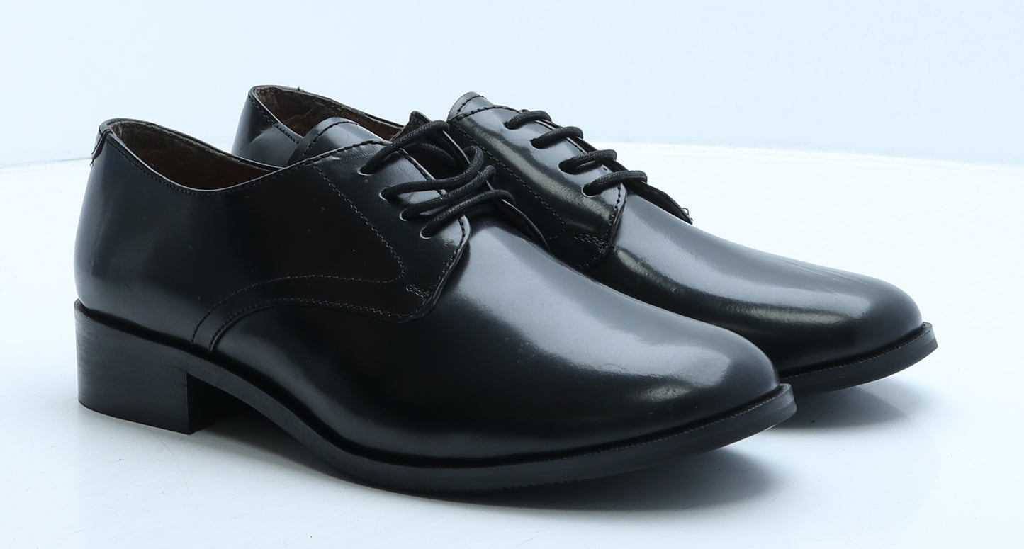 Grafters Womens Black Leather Oxford Flat UK 6