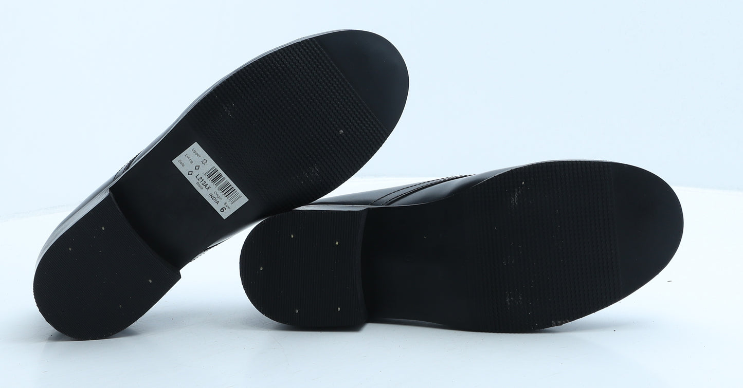 Grafters Womens Black Leather Oxford Flat UK 6