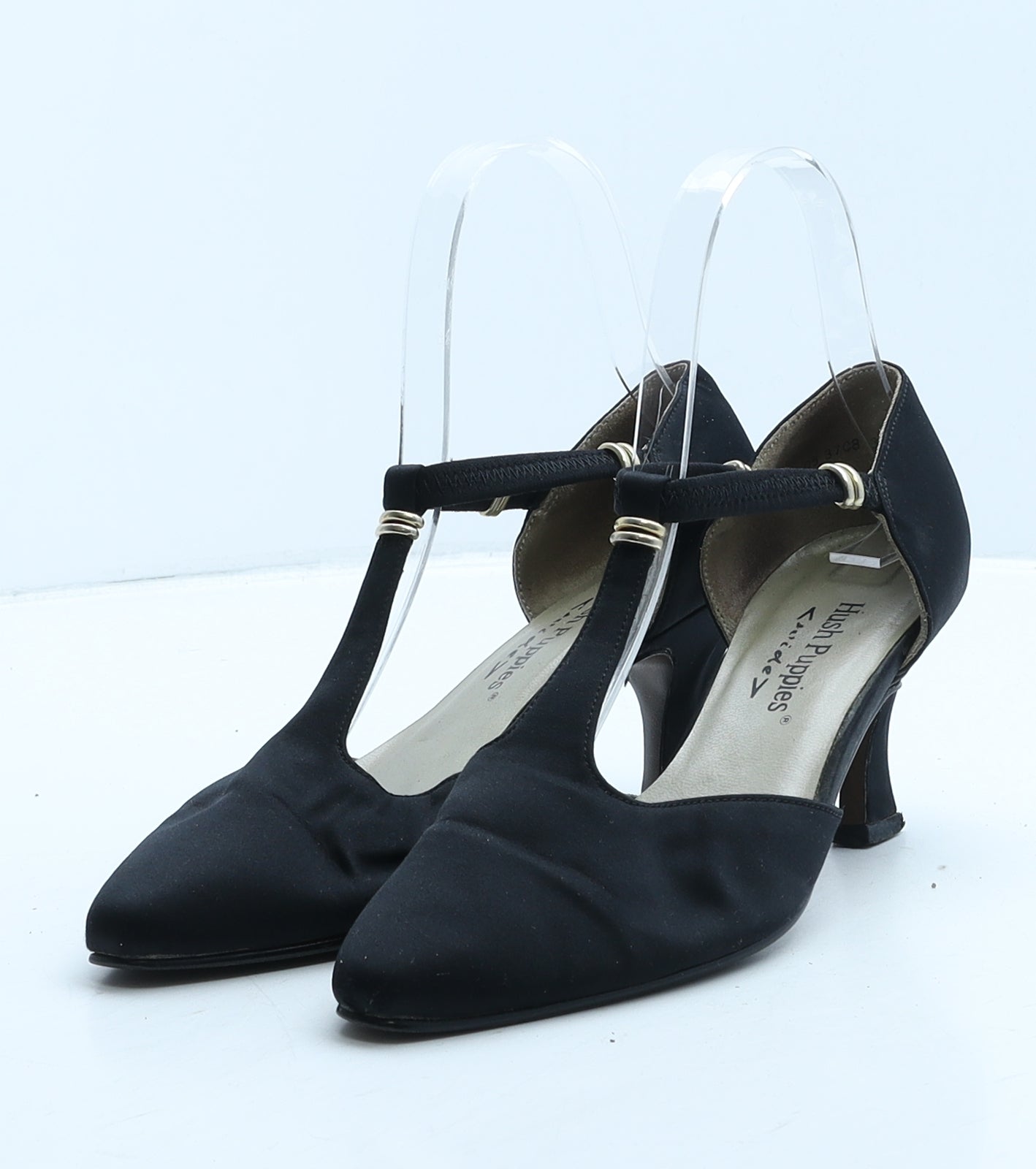 Hush Puppies Womens Black Fabric Strappy Heel UK 3