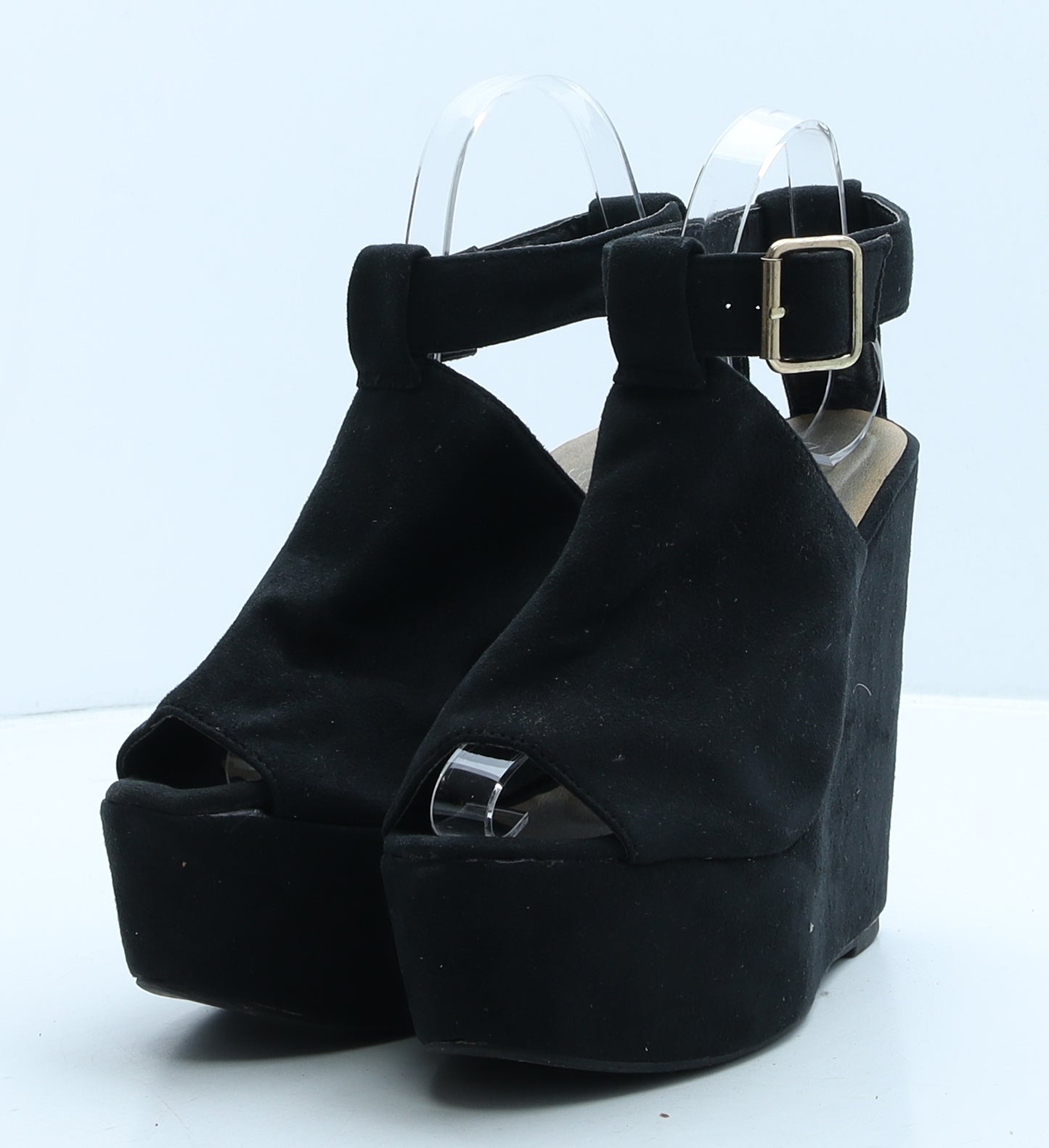 New Look Womens Black Suede Platform Heel UK 5