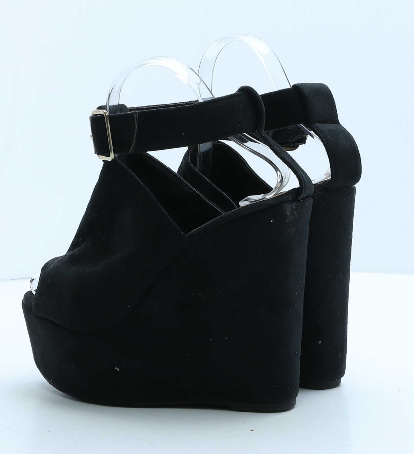 New Look Womens Black Suede Platform Heel UK 5