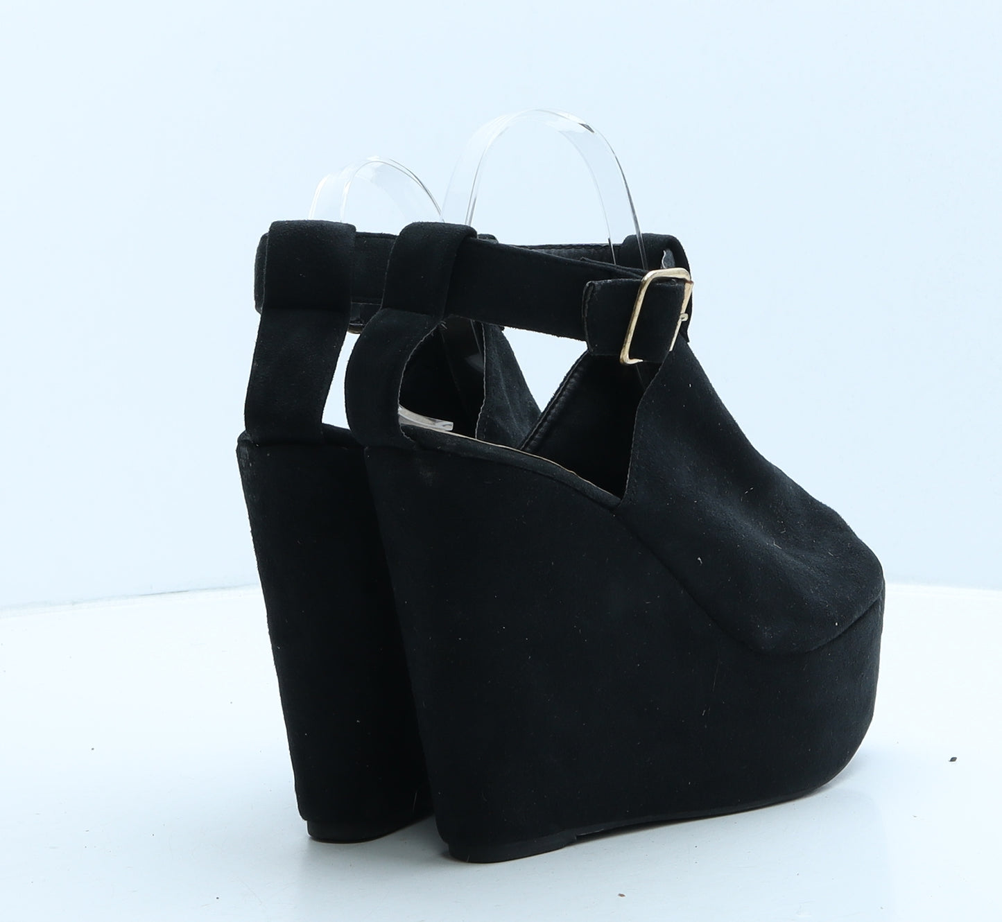 New Look Womens Black Suede Platform Heel UK 5