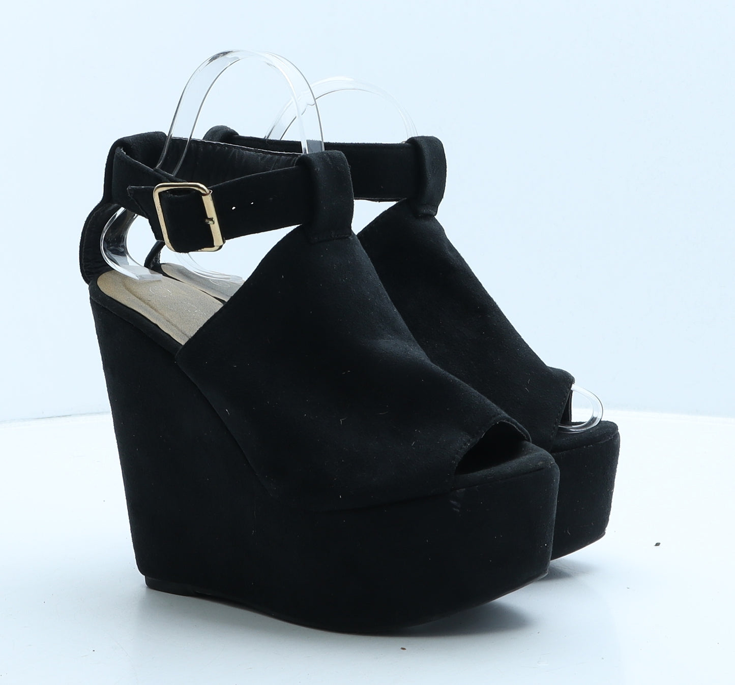 New Look Womens Black Suede Platform Heel UK 5