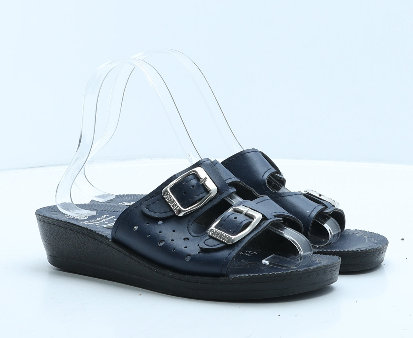 Gezer Womens Blue Leather Slider Slipper UK 4 37