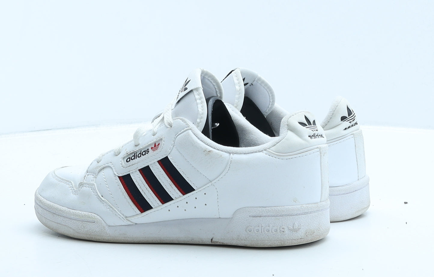 adidas Girls White Striped Leather Trainer UK 2 34