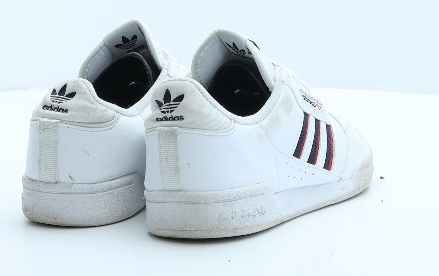 adidas Girls White Striped Leather Trainer UK 2 34