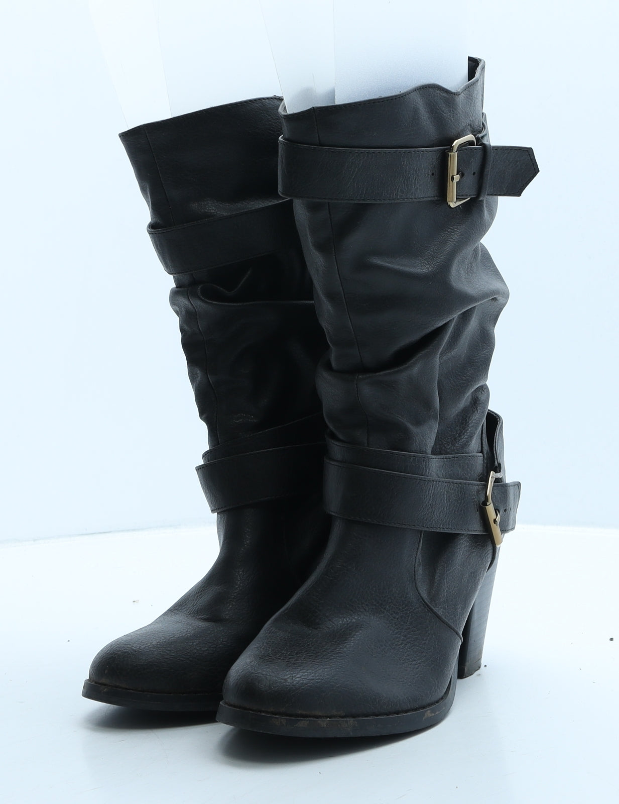 Shoebox Womens Black Leather Slip On Boot UK 4 37