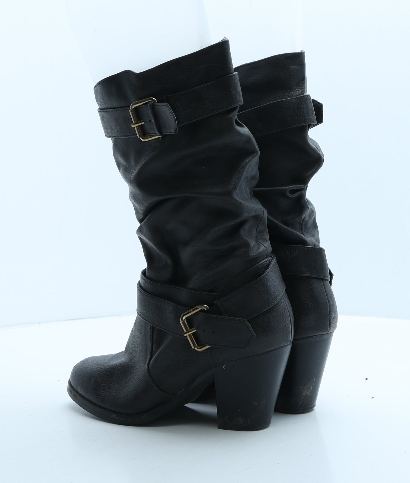 Shoebox Womens Black Leather Slip On Boot UK 4 37