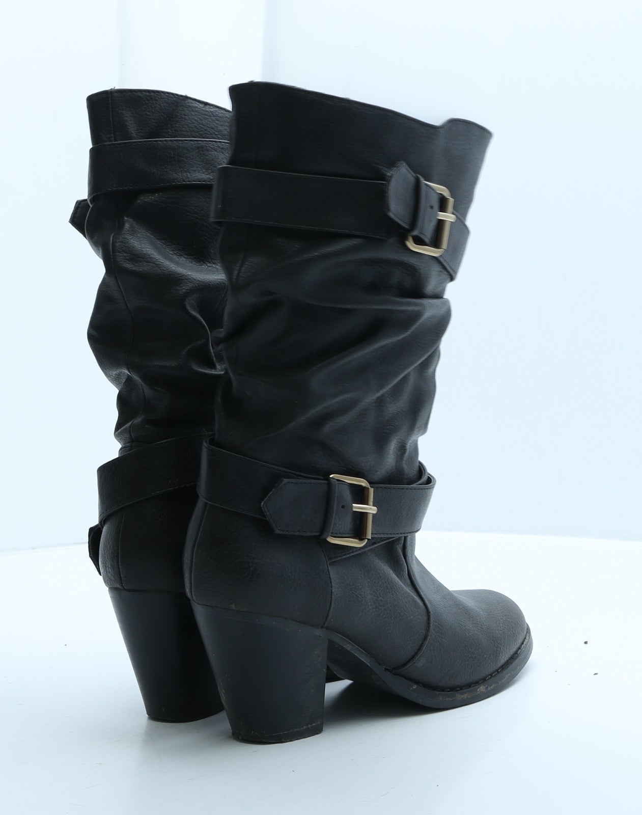 Shoebox Womens Black Leather Slip On Boot UK 4 37