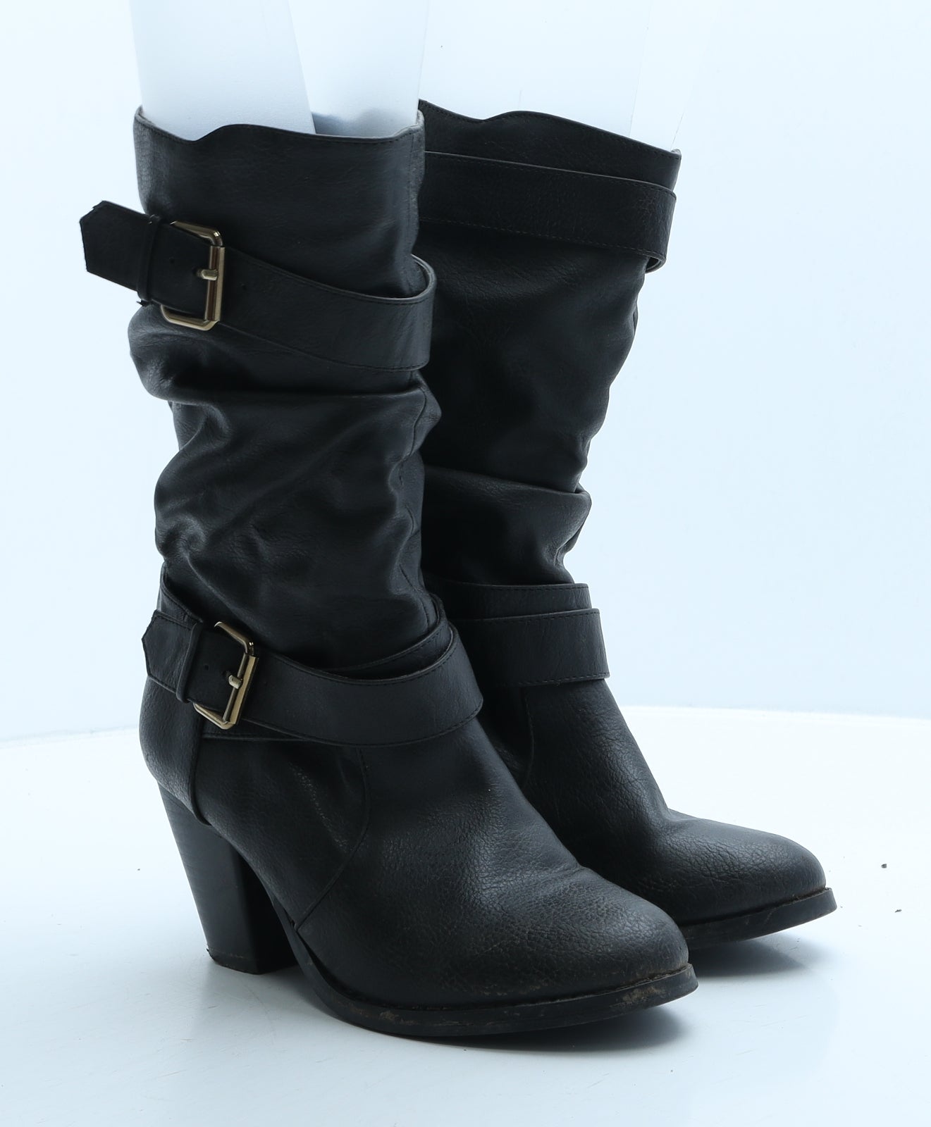 Shoebox Womens Black Leather Slip On Boot UK 4 37