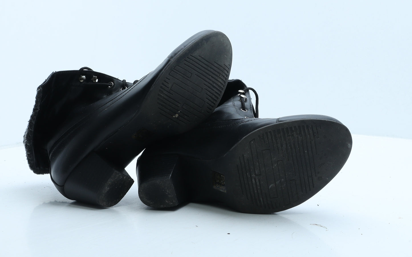 Preworn Womens Black Leather Shearling Style Boot UK 8 41