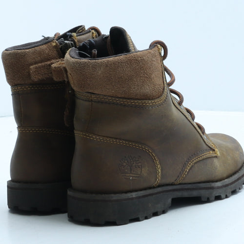 Timberland Boys Brown Leather Combat Boot UK 13 32.5