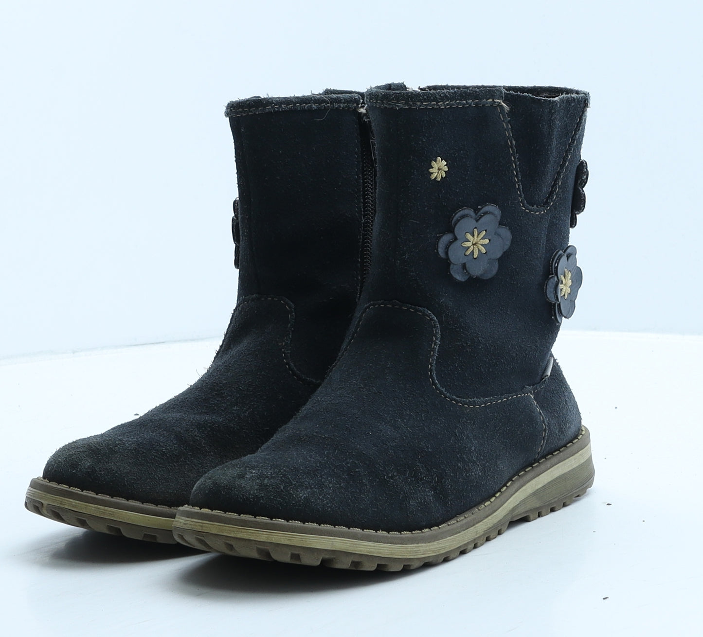 Dunchi Girls Blue Suede Bootie Boot UK 6.5 24 - Flowers