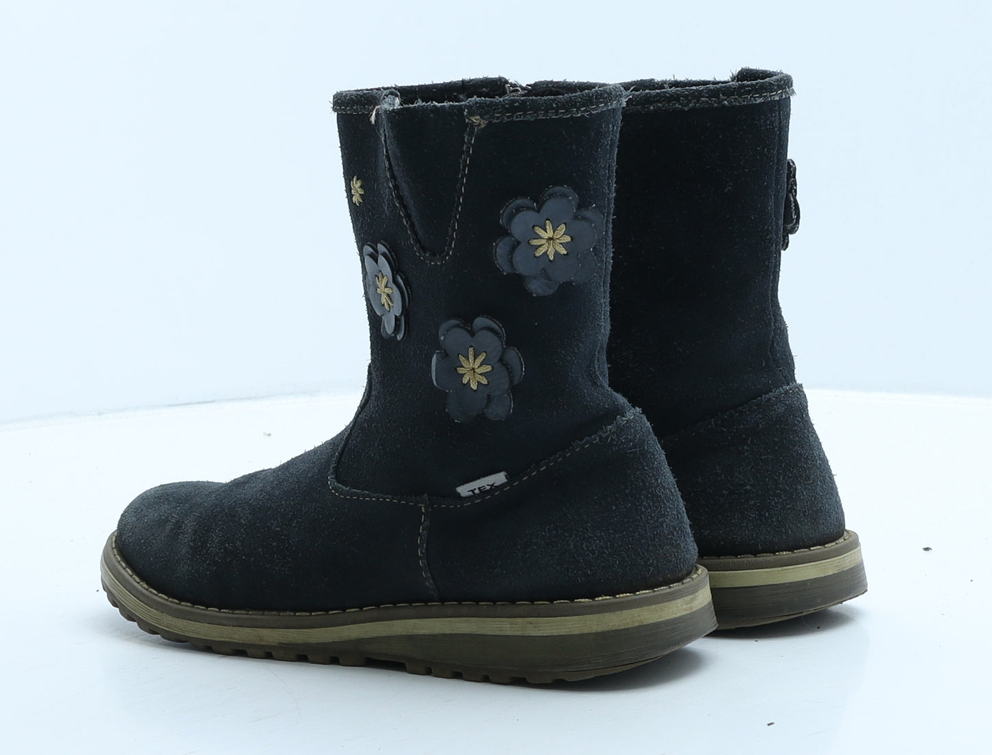 Dunchi Girls Blue Suede Bootie Boot UK 6.5 24 - Flowers