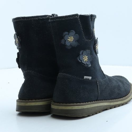 Dunchi Girls Blue Suede Bootie Boot UK 6.5 24 - Flowers