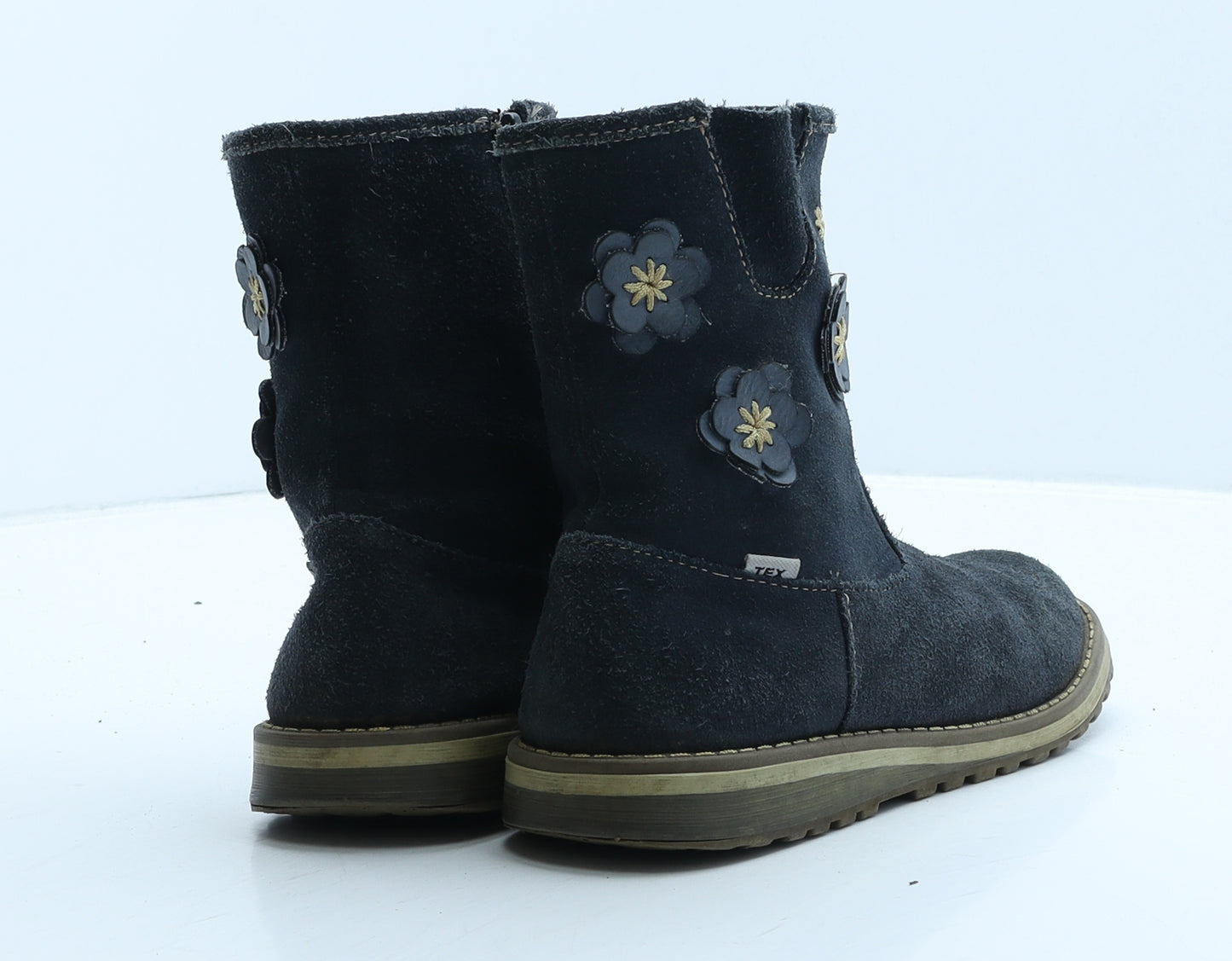 Dunchi Girls Blue Suede Bootie Boot UK 6.5 24 - Flowers