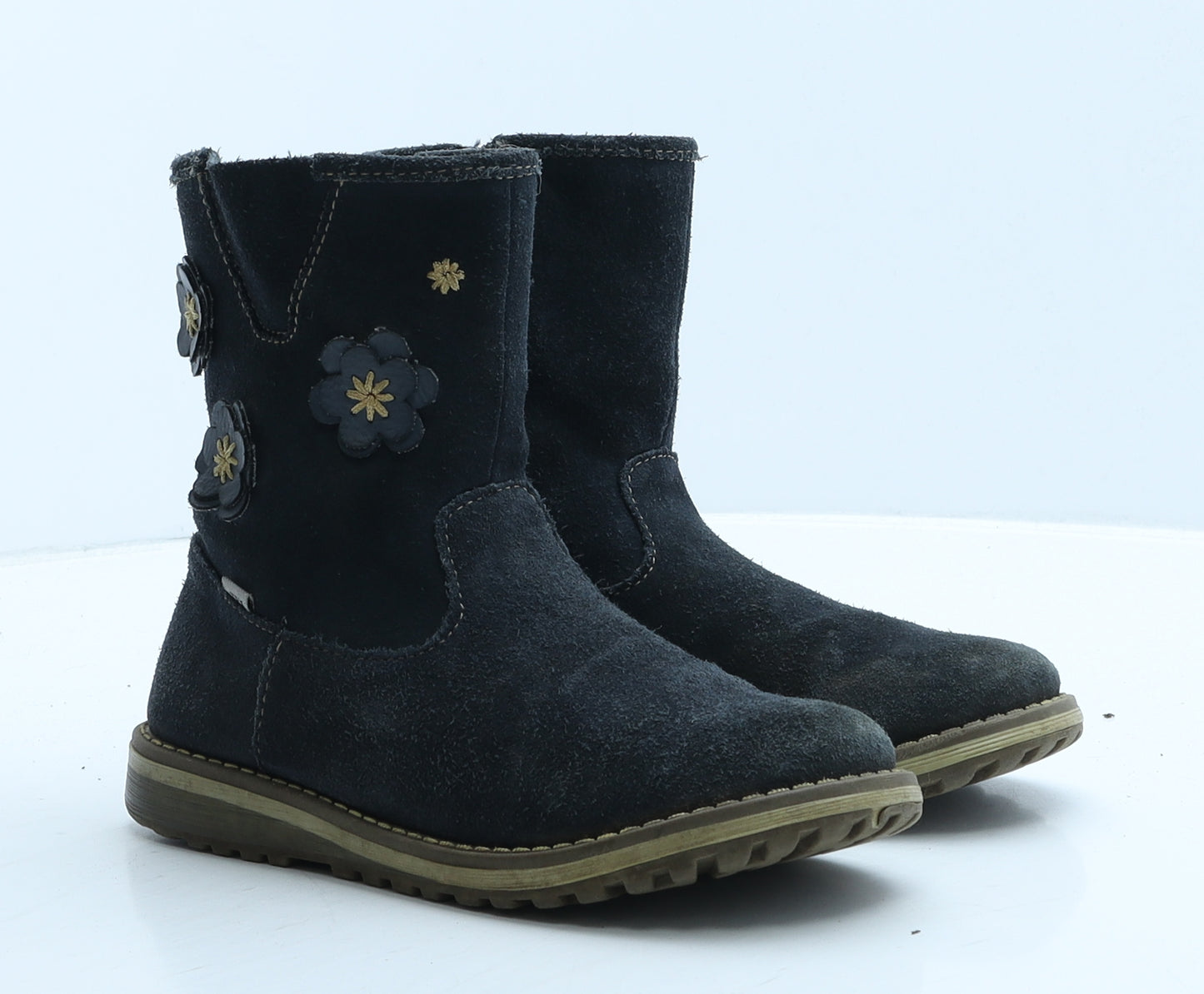 Dunchi Girls Blue Suede Bootie Boot UK 6.5 24 - Flowers