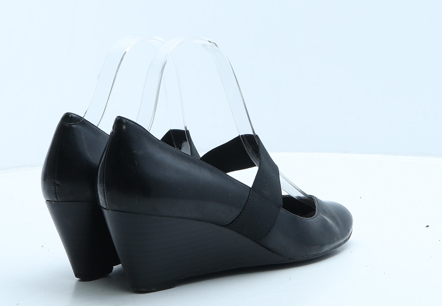 Marks and Spencer Womens Black Vinyl Court Heel UK 5