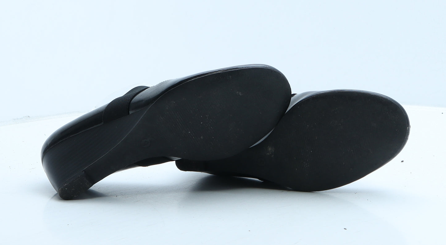 Marks and Spencer Womens Black Vinyl Court Heel UK 5