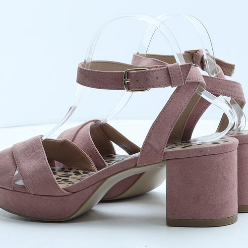 New Look Womens Pink Suede Strappy Heel UK 5 38