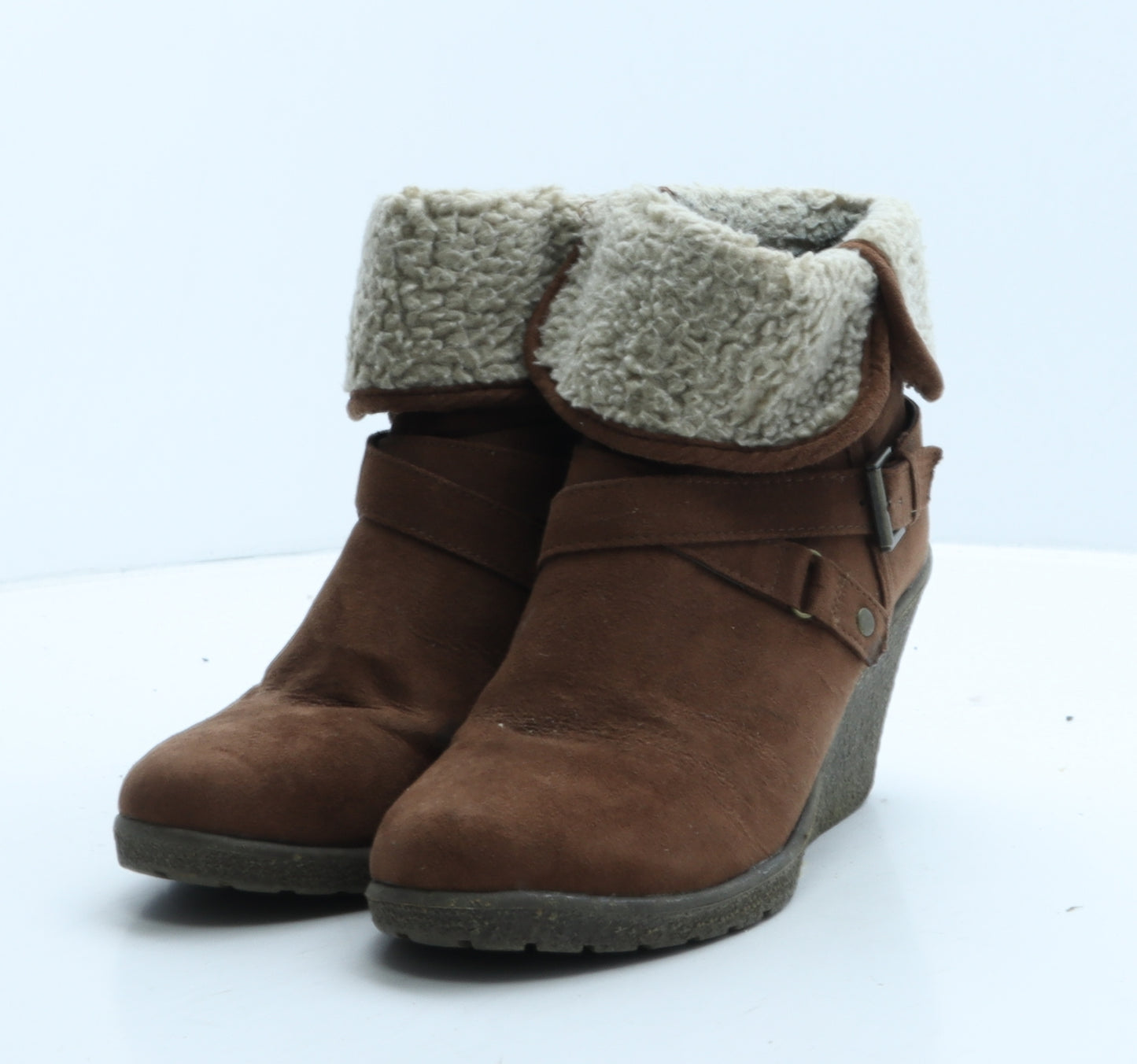 TU Womens Brown Suede Shearling Style Boot UK 5