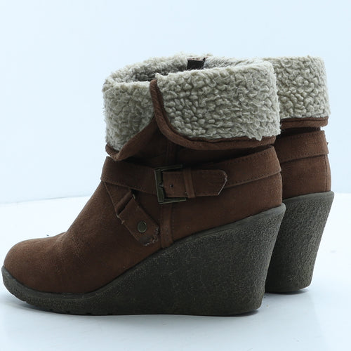 TU Womens Brown Suede Shearling Style Boot UK 5