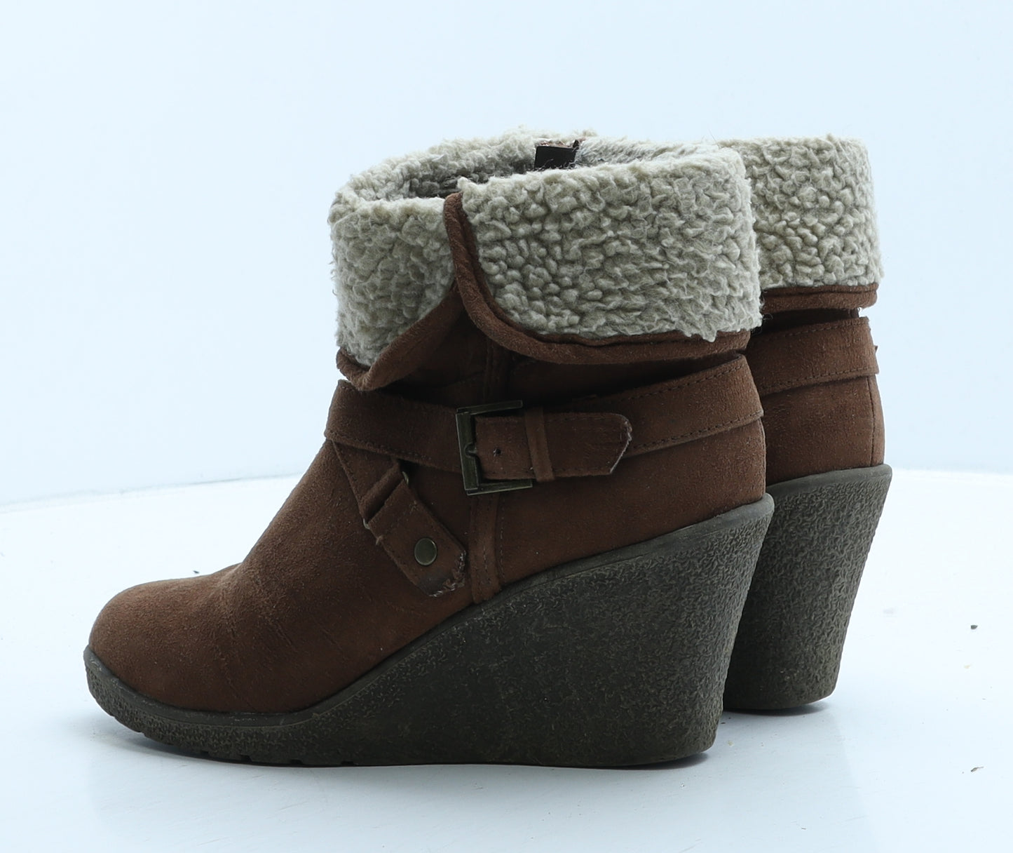 TU Womens Brown Suede Shearling Style Boot UK 5
