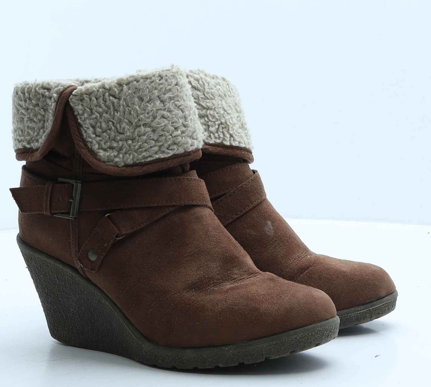 TU Womens Brown Suede Shearling Style Boot UK 5