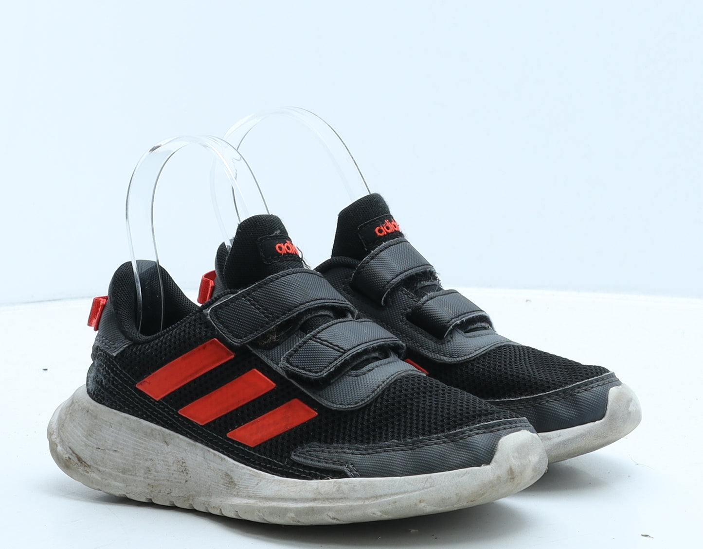 adidas Girls Black Striped Fabric Trainer UK 13.5 31