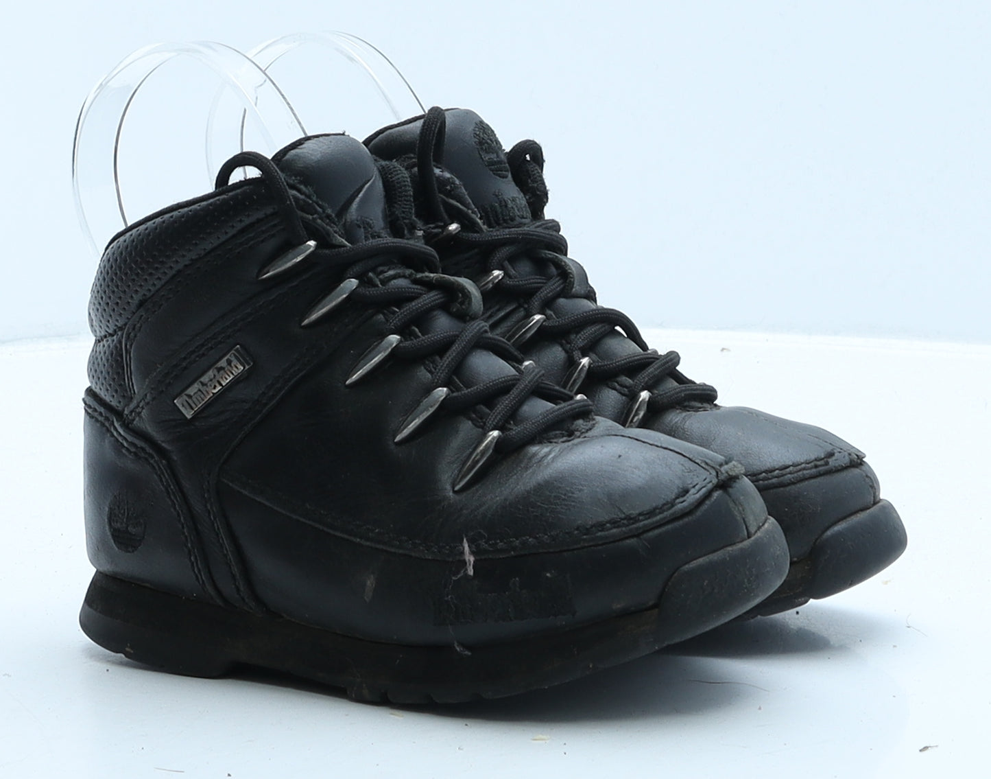 Timberland Boys Black Leather Combat Boot UK 10 28