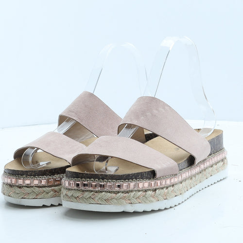 Primark Womens Pink Leather Slip On Casual UK 5 38