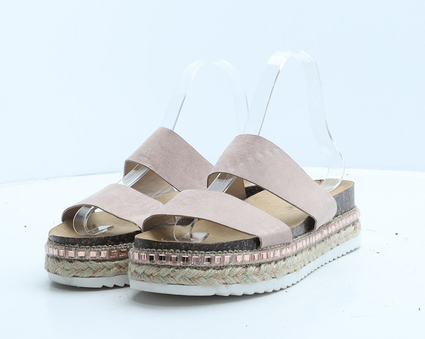 Primark Womens Pink Leather Slip On Casual UK 5 38