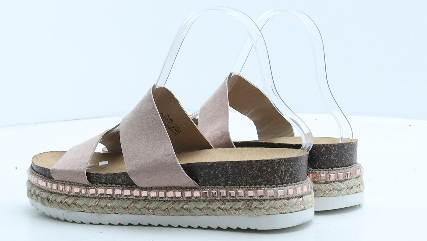 Primark Womens Pink Leather Slip On Casual UK 5 38