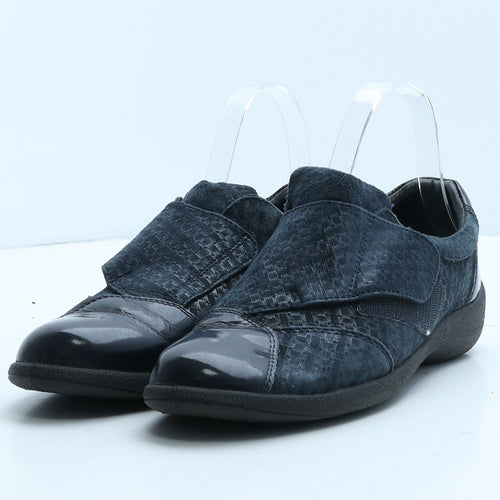 Pavers Womens Blue Geometric Suede Loafer Casual UK 5.5