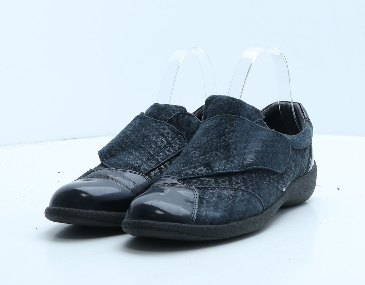 Pavers Womens Blue Geometric Suede Loafer Casual UK 5.5
