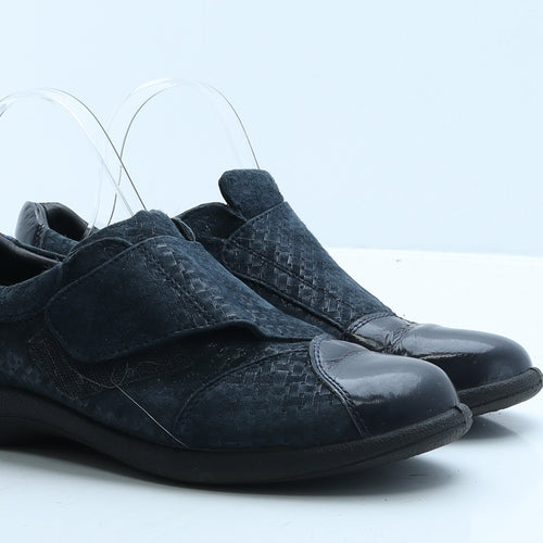 Pavers Womens Blue Geometric Suede Loafer Casual UK 5.5