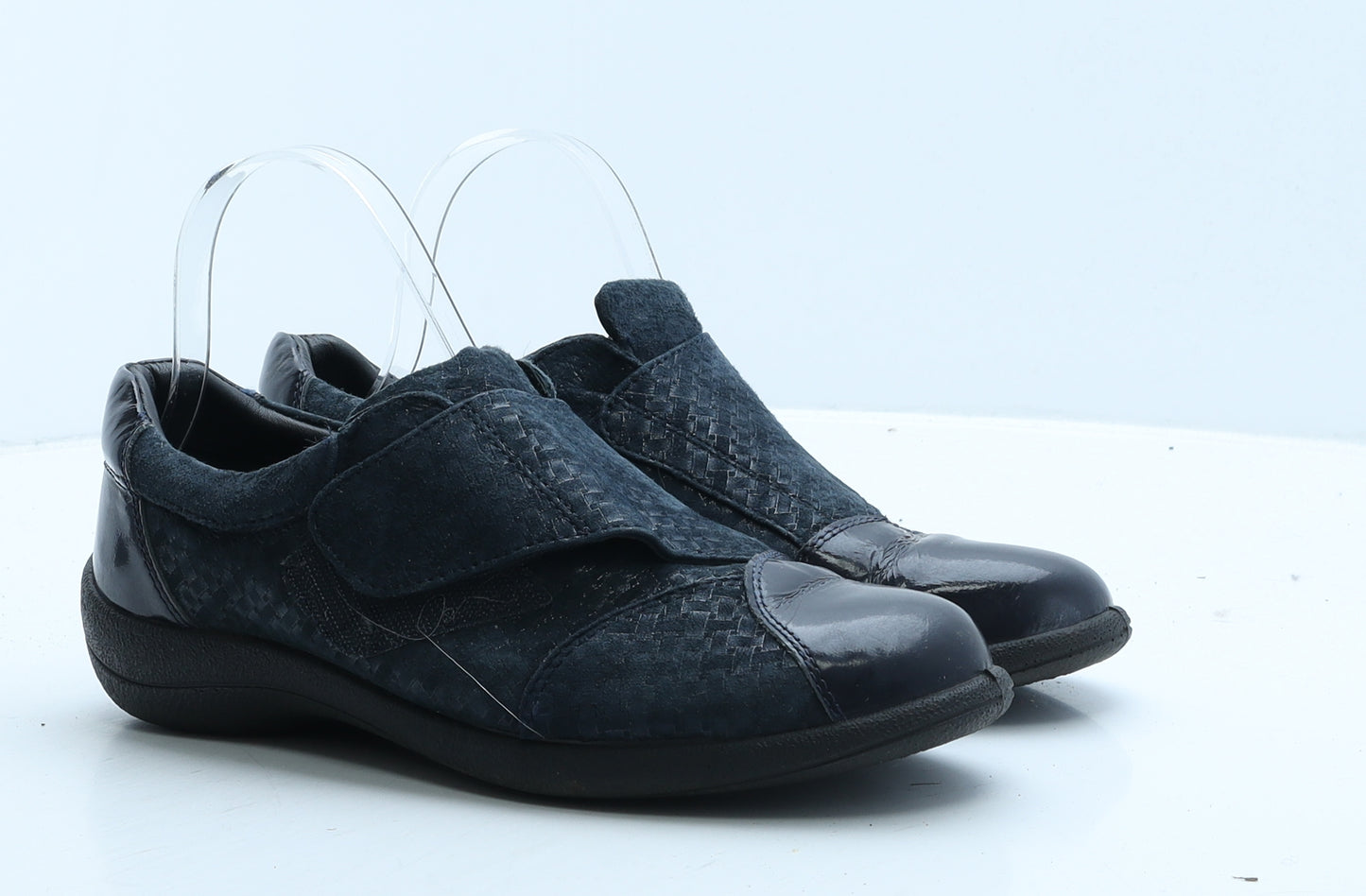 Pavers Womens Blue Geometric Suede Loafer Casual UK 5.5